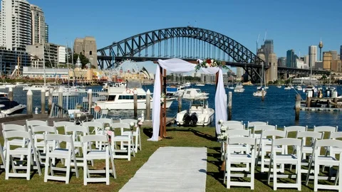 Wedding chairs boat Stock Footage 107424231