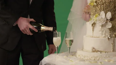 Wedding champagne and cake 4K Stock Footage