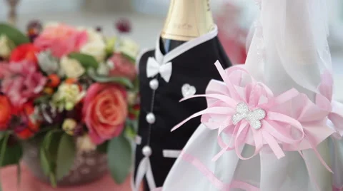 Wedding Champagne Bottles Stock Footage 58507588