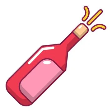 Wedding champagne explosion icon, cartoon style Stock Illustration