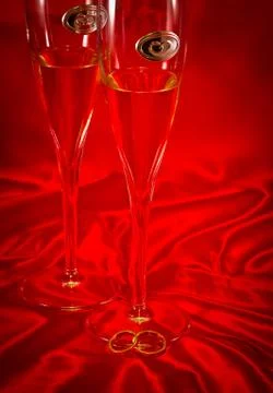 Wedding champagne glasses Stock Photos