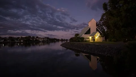 Wedding Chapel Sunset to Night Timelapse Stock Footage 272367063