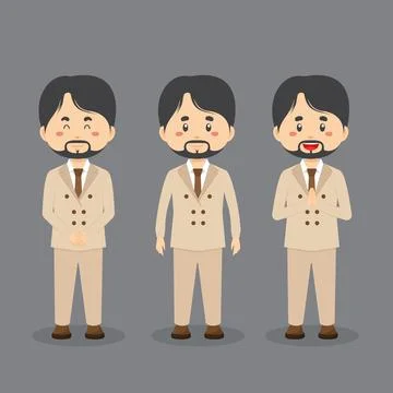Wedding Character with Various Expression Stock Illustration
