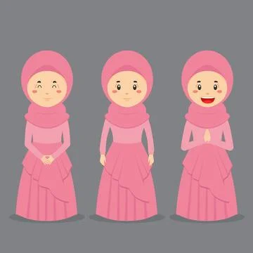 Wedding Character with Various Expression Stock Illustration