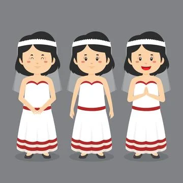Wedding Character with Various Expression Stock Illustration