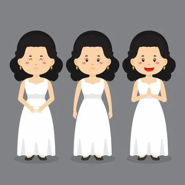 Wedding Character with Various Expression Stock Illustration