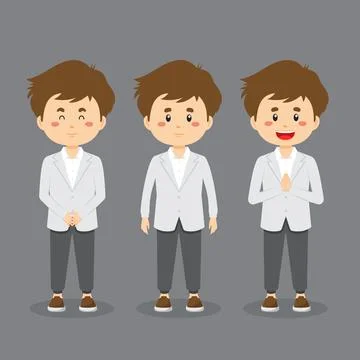 Wedding Character with Various Expression Stock Illustration