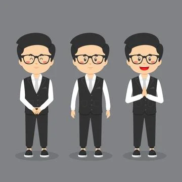 Wedding Character with Various Expression Stock Illustration