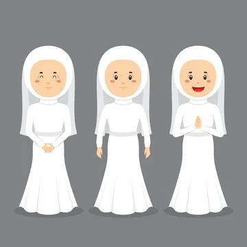 Wedding Character with Various Expression Stock Illustration