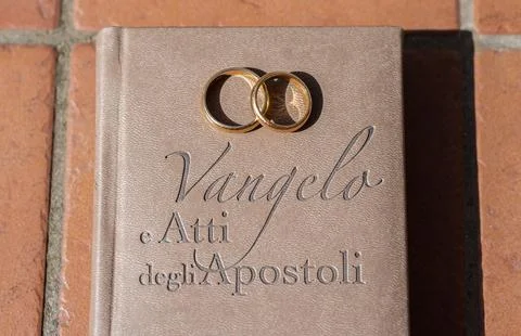 Wedding composition with wedding rings Stock Photos