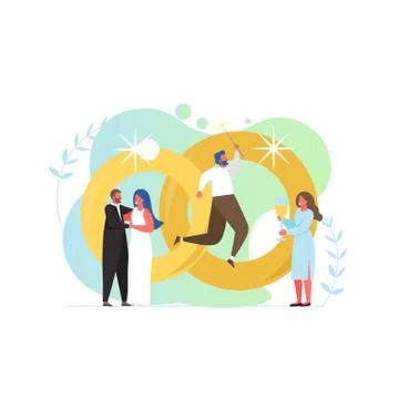 Wedding concept vector flat style design illustration Stock Illustration