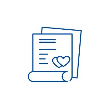 Wedding contract line icon concept. Wedding contract flat vector symbol, sign 스톡 일러스트