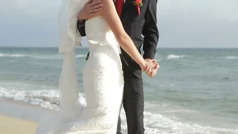 Wedding couple on the beach Stock Footage 72568049