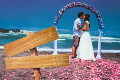 Wedding couple at the beach Stock Photos