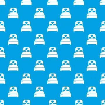 Wedding couple bed pattern seamless blue Stock Illustration