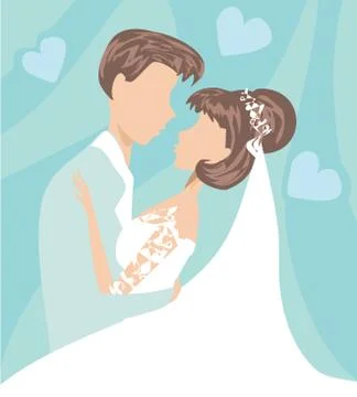 Wedding couple card Stock Illustration