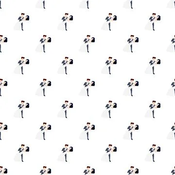 Wedding couple dancing in a repeating elegant seamless pattern 库存插图