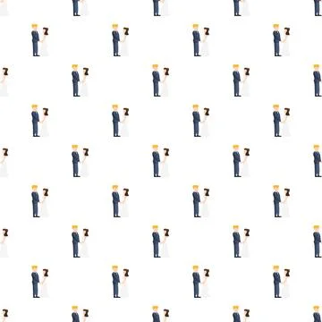 Wedding couple flat vector seamless pattern background Ilustração Stock