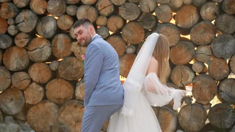 Wedding couple fun dencers bride and groom. Crazy newlyweds energetic dancing. Stock Footage 159827569