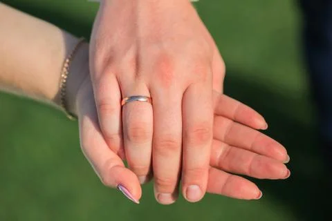 Wedding couple hands Stock Photos
