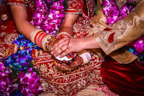Wedding Couple hands Stock Photos