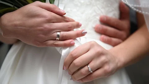 Wedding couple holding hands Bride Grom Stock Footage 86601922