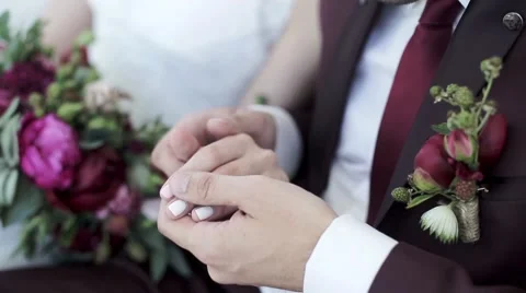 Wedding Couple is Holding Hands Stock Footage 66508230