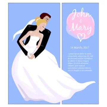Wedding couple hugging and dancing. Vector illustration Stock Illustration