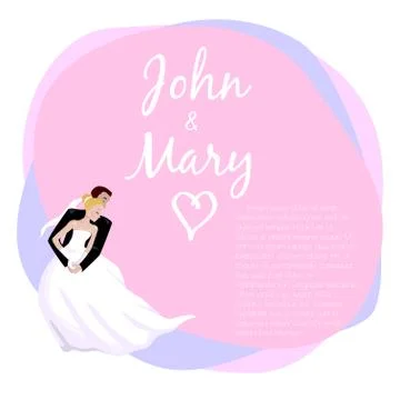 Wedding couple hugging and dancing. Vector illustration 스톡 일러스트