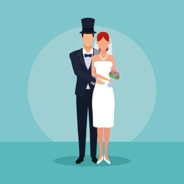 Wedding couple hugging 스톡 일러스트