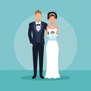 Wedding couple hugging Stock Illustration