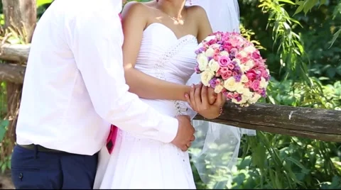 Wedding couple hugging2 Stock Footage 45833489