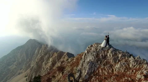 Wedding Couple On the Mountain Video stock 67332925