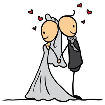 Wedding Couple Posing Stock Illustration