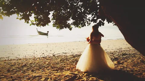 Wedding couple posing in the sunlight Stock Footage 38297206