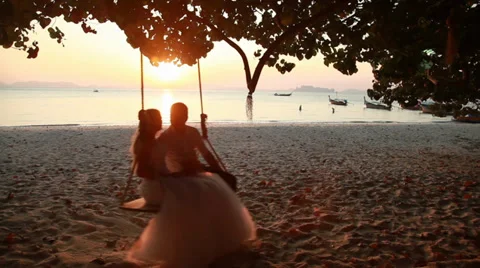 Wedding couple posing in the sunlight Stock Footage 38298394