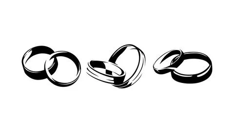 Wedding Couple Ring Vector Illustration Design Collection Stock Illustration