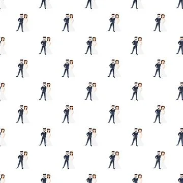 Wedding couple seamless pattern for invitation background 库存插图