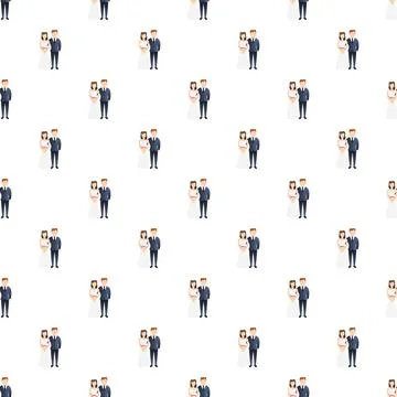 Wedding couple seamless pattern representing marriage and love 库存插图