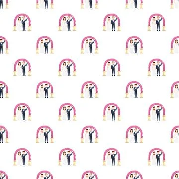 Wedding couple standing under arch seamless pattern Illustrazione stock