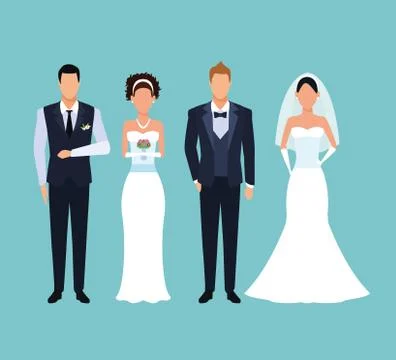 Wedding couple suits Illustrazione stock