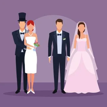 Wedding couple suits 스톡 일러스트