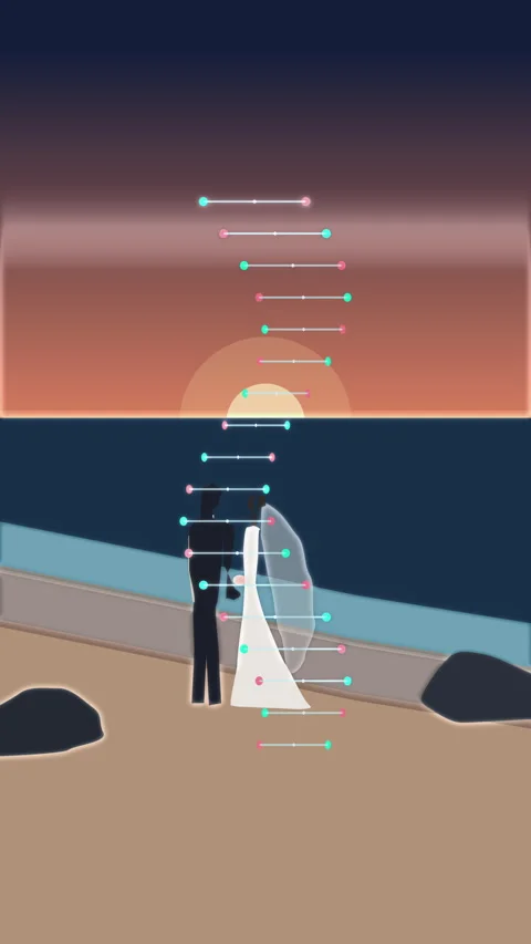 Wedding couple sunset beach digital animation loop Stock Footage 346553959