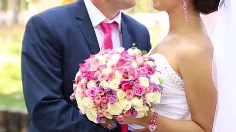 Wedding couple on the walk Stockbeeldmateriaal 45833418