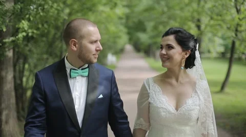 Wedding Couple is Walking Stock Footage 49863709