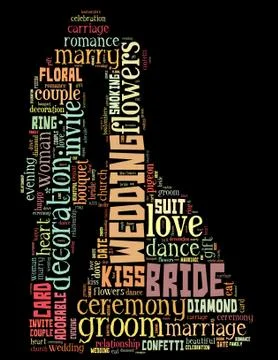 Wedding couple, word cloud concept Ilustração Stock