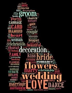 Wedding couple, word cloud concept Stock Illustration