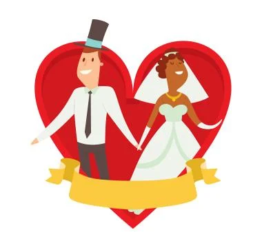 Wedding couples cartoon style vector illustration Stock Illustration