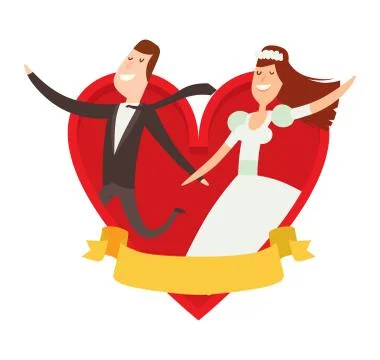 Wedding couples cartoon style vector illustration Stock Illustration