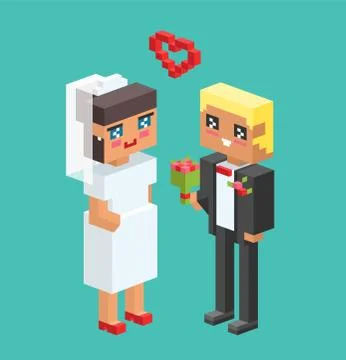 Wedding couples cartoon style vector illustration Stock Illustration